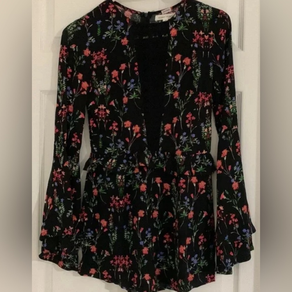 Honey Punch Flowy Long Sleeve Floral Romper